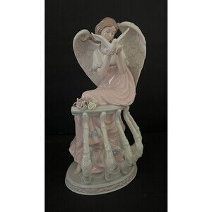 Members Mark O'Well Grandeur Noel Porcelain Pink  Angel on Balcony with Dove 12"